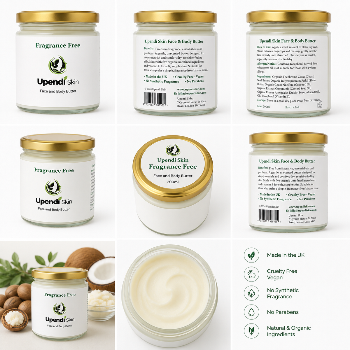 Upendi Skin Face & Body Butter | Fragrance-Free | For Very Dry & Sensitive Skin